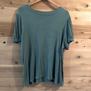 Apt 9 light teal ribbed puffed sleeve top